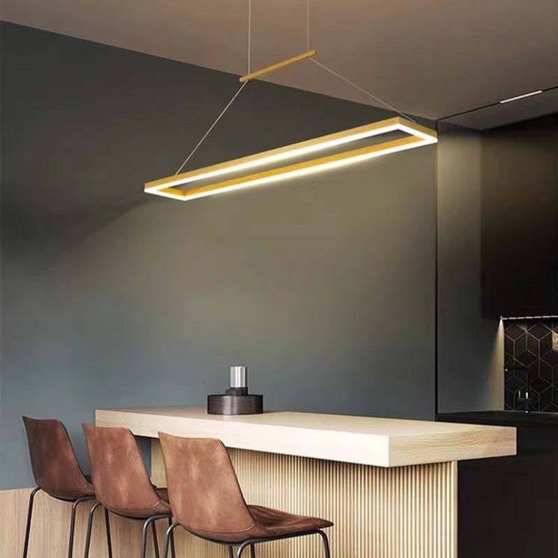 Ambient Glow Rectangular Gold Coffee Pendant Light
